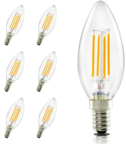 muyuua E14 Warmweiß Light Glühbirne - 6er Pack 4W Leuchtmittel Ersatz 40W Lampe 2700K Warmweiss Birne Kein Flimmern Energiesparlampe für Wohnzimmer Küchen Esstisch Bar Nicht Dimmbar (6)