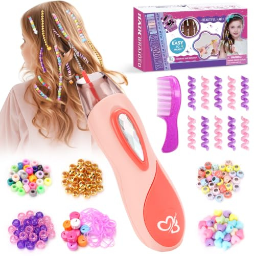5 6 7 8 9 10 Year Old Girls Gifts: Hair Accessories Beads Kit Birthday Gift | Hair Princess Decoration Hair Braiding Kit, Hair Braiding Machine Toys for Girls Birthday Presents Age 6-12 Kids