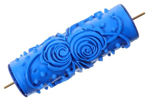 WOONEKY Farbrolle Mit Blumenmuster Pinselrolle Für Maserung Gummikleberolle Musterfarbrolle Für Wanddekoration Holzrolle Blau Maserungsdruckrolle