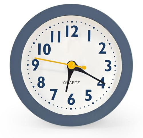 Chedin Mit Nachtlicht, Rund Wecker, Kinder Wecker, ohne Ticken Kinderwecker, Lernwecker Kinderwecker Digital für Schlafzimmer (Dunkelblau)