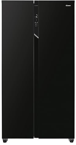 Candy CHSBSO-6174B, Frigorífico Side by Side, Ancho 90cm, Capacidad 518L, Inverter, Total No Frost, Cajones Verduleros, Control Externo Digital, Iluminación LED, Patas Ajustables, Ruedas, 39DB, Negro