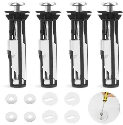 4 pcs Toilet Seat Fittings And Fixtures, Universal Toilet Seat Fixing Kit with 4 Gaskets, 5 mm Toilet Seat Screws Replacement Top Quick Release Toilet Seat Fixings for Toilet Blind Holes