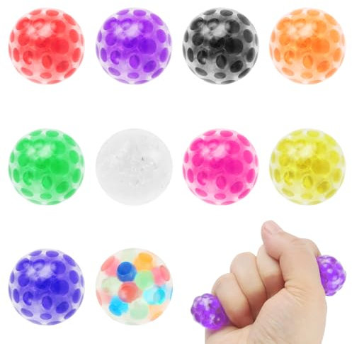 10Stks Weiches Wasserperlen Stressbälle, 3.3cm Mini Quetschbälle in Zufällige Farben, Gummi Spielzeug Partytütenfüller, Quetschbare Sensorische Bälle mit Wasser Perlen für Kinder Erwachsene ADHS