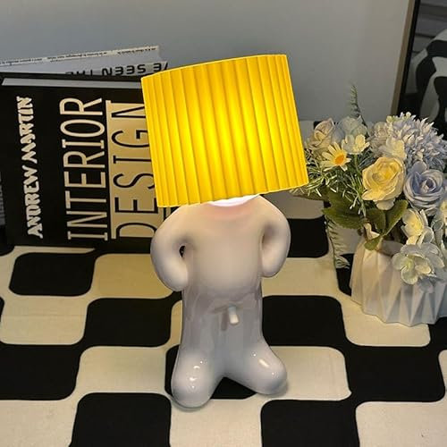 Eine kreative Lampe des kleinen schüchternen Mannes, LED Nachttischlampe mit Touch, Kreative Tischlampe mit Schirm, Geschenke für Erwachsene, Gag-Geschenke, Geburtstags-Weihnachtsgeschenke (Gelb)