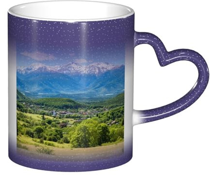 SABFWF Tazza magica personalizzata con stampa di montagne di neve, per uso domestico e ufficio