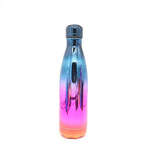 Botella de Agua Deportiva de Acero Inoxidable al vacío para Exteriores, a Prueba de Fugas, para Viajes, 500 ml, con Revestimiento UV, Color Azul y Dorado