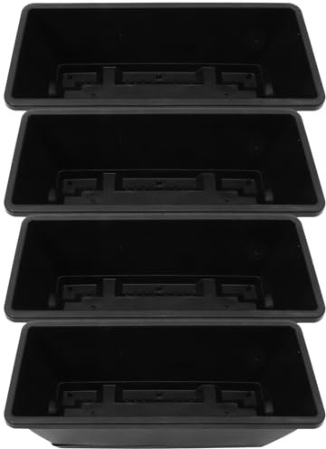 Happyyami 4sätze Rechteckige Fensterboxen Mit Untersetzern Pflanzgefäße Für Gemüse Blumen Und Kräuter Für Garten Balkon Und Terrasse Großes Tiefgraues Design Mit Praktischen