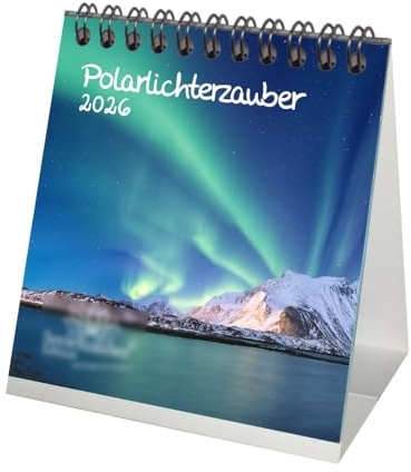 Seelenzauber Polarlichterzauber Tischkalender 10cm x 10cm für 2026 Polar Nordlichter