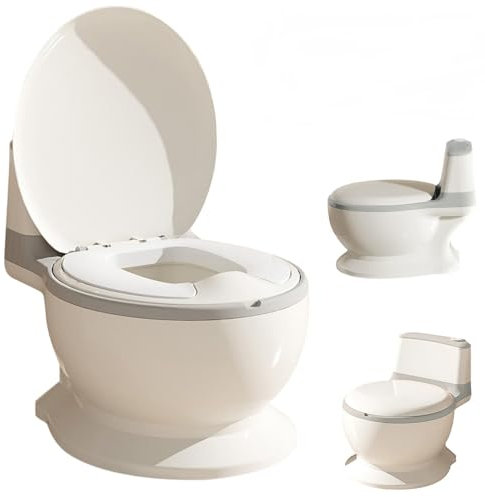 Pot Bébé Toilette Musical Pour Apprentissage De La Propreté,Toilette Bebe & Enfant,Confortable Anti Dérapant Avec Bruit De Chasse & Musique,Pot Amovible,Rehausseur Toilette Reducteur Toilette (Gris)