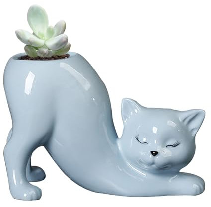 Mini Cat Flower Pot - Adorable Indoor Planter for Small Plants | Unique Cat Decor Vase for Succulents, Funny Kitten Themed Gift for Home, , Garden or E!