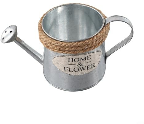 Zilimontt Annaffiatoio vintage in ferro, vaso da fiori in metallo, vaso decorativo da giardino con irrigatore retrò per la casa, contenitore portatile con coperchio aperto (poster)