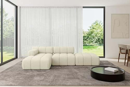 ALTDECOR Modulares Sofa Ecksofa in L-Form Corner modular Sofa Eckcouch Couch Wohnlandschaft Cauchsofa Polstersofa Lizur-L1-285x160x70 cm Beige