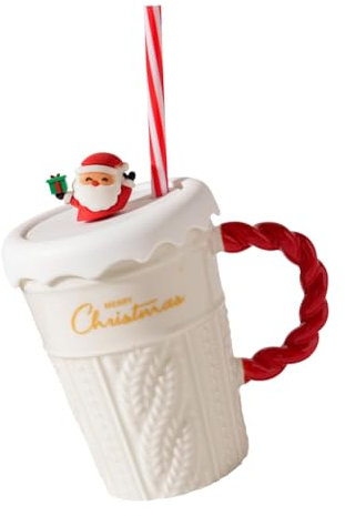 Tazze da caffè natalizie in ceramica con coperchio, decorazione per case vacanze