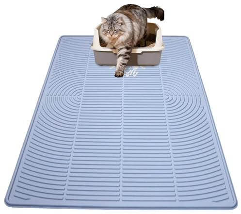 Large Cat Litter Mat 40 x 28 – Soft Silicone Litter Trapping Pad for Scatter Control, Waterproof & Leak-Resistant, Non-Slip Floor Mat for Litter Box, Feeding Area & Multi-Cat Homes