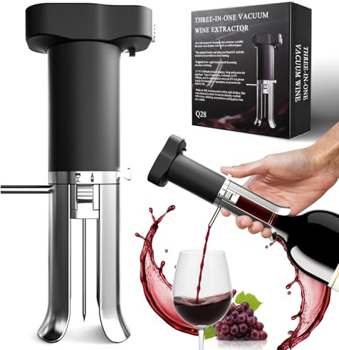 ZONSUSE Aeratore e Versatore Elettrico per Vino, Decanter per Vino 3 in 1, Sistema di Conservazione del Vino, Conserva il Vino 10+ Giorni, Regalo Perfetto per Amanti del Vino (Nero Argento)