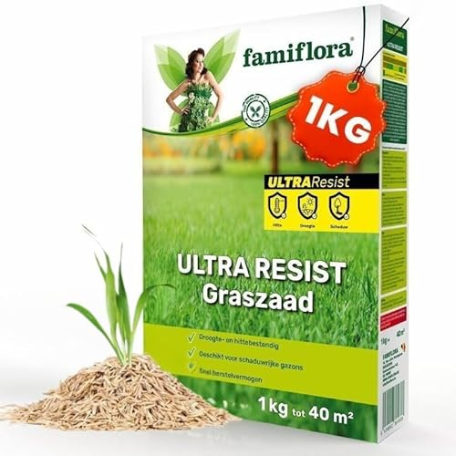 Famiflora Graines de gazon 1 kg jusqu'à 40 m2² - Ultra Resist - Graines d'herbe polyvalentes