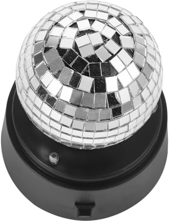 FUNOMOCYA Rotierende LED Tischlampe mit Glas-spiegelfläche Batteriebetrieben ohne Akku Tragbare Disco-kugel für Ktv Bars Partyräume Erzeugt Beeindruckende Lichteffekte Drinnen und Draußen