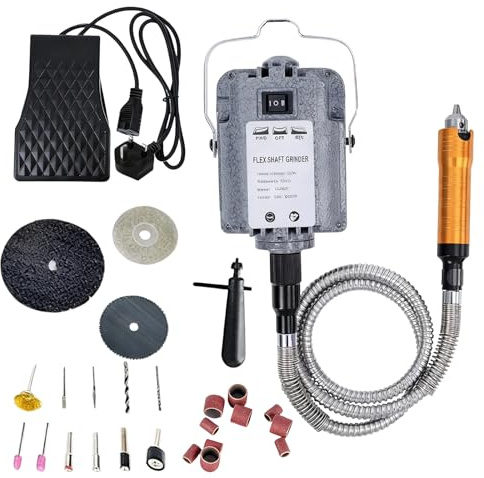1000W Rotary Tool Flex Shaft Electric Hanging Grinder Carver, 30000RPM with Foot Pedal Control & Forward and Reverse Rotation, Suitable for Jewelry, Metal, Jade, Wood Root Carving, Ceramics...