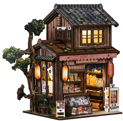 BATTREVO Book Nook DIY kit-Fantasy Country Store-Booknook Bausatz mit LED Licht，3D-Holzpuzzles Buchecke, DIY Puppenhaus Häuser，bastelset Erwachsene