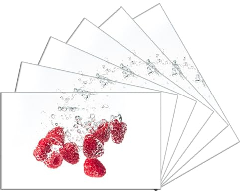 Wallario 6er Set Frühstücksbrettchen aus Glas, Glasunterlage, Glasbrettchen Sprudelnde Himbeerfrische, Größe 14 x 23 cm, Sicherheitsglas