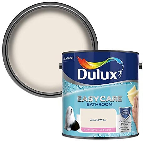 Dulux Easycare Bathroom Soft Sheen Emulsion Paint for Walls and Ceilings - Almond White 2.5 litres