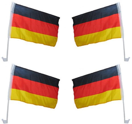 4er Set WM Autoflagge Autofahne Deutschland - hochwertig - ca. 46 x 30 cm Stab 45 cm, Fanartikel
