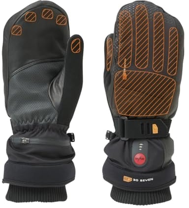 30seven Beheizte Sportfäustlinge, elektronische Heizhandschuhe zum Ski- / Snowboardfahren, wasserfeste & Winddichte Outdoor-Bekleidung, für Damen & Herren, schwarz, 7-XS