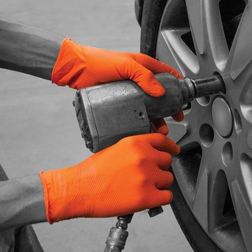 Bodyguards GL2001 Finite Orange HD Nitrile Gloves, 7/Small, Orange (Pack of 100)