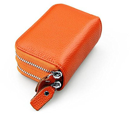 AprinCtempsD RFID Blocage Porte-Cartes Petit en Cuir Véritable Porte-Monnaie Mini avec Double Zip pour Femme Homme