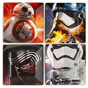 Official Star Wars The Force Awakens Melamine Plate Set - 4 Pieces - Features Stormtrooper, Captain Phasma, Kylo Ren,
