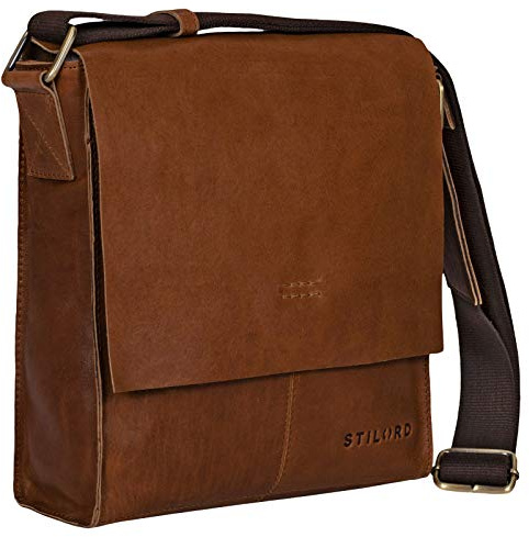 STILORD 'Malte' Kleine Messenger Bag Leder Herren Vintage Schultertasche Umhängetasche für 9.7 Zoll Tablet iPad Handtasche A5 echtes Rindsleder, Farbe:mocca - dunkelbraun
