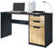 Vladon Schreibtisch Logan, Made in Germany, Bürotisch mit 2 Schubladen und 1 Tür, Schwarz matt/Eiche Natur (129 x 76 x 60 cm)