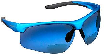 voltX Constructor ULTIMATE Bifokale Schutzbrille mit Lesehilfe (blauer Rahmen, blau verspiegelte Gläser +2,5 Dioptrien) CE EN166FT, Bifokale Rad, Sportbrille PREMIUM, UV400