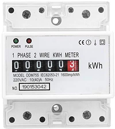 Walfront Contatore Energia Elettrica, 220V/230V 10-40A, Guida DIN Contascatti Elettrico Monofase, 2 Fili 4P Misuratore di Consumo Elettrico