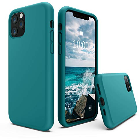 SURPHY Liquid Silicone Case Compatible with iPhone 11 Pro Max Case, Soft Rubber with Microfiber Cloth Lining Full Body Design Shockproof Case for iPhone 11 Pro Max 6.5, Teal Blue
