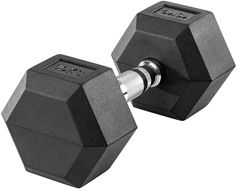 Hex Kompakthantel aus Gummi, 10 kg, Hexagon-Hantel