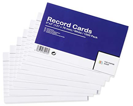 [1000 Stück] Karteikarten A7 Liniert Weiß | Lernkarten A7 Liniert Weiß | Karteikarten Groß (5 x 3) 127 mm x 76 mm