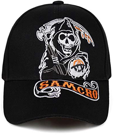 AJSJ Baseball Cap SOA Söhne Der Anarchie Schädel Stickerei Casual Fashion Racing Motorrad Sport, Schwarz 2