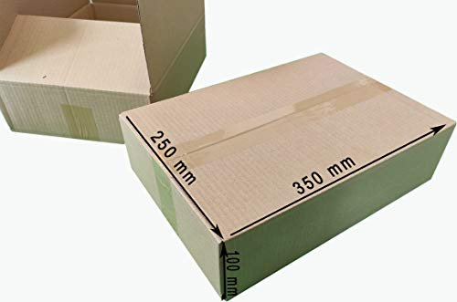 dimapax Faltkarton 350x250x100 mm weiß oder braun - Kartonagen Faltkarton Kartons Päckchen | optimiert für den DHL Päckchenversand S bis 2kg (braun, 100)