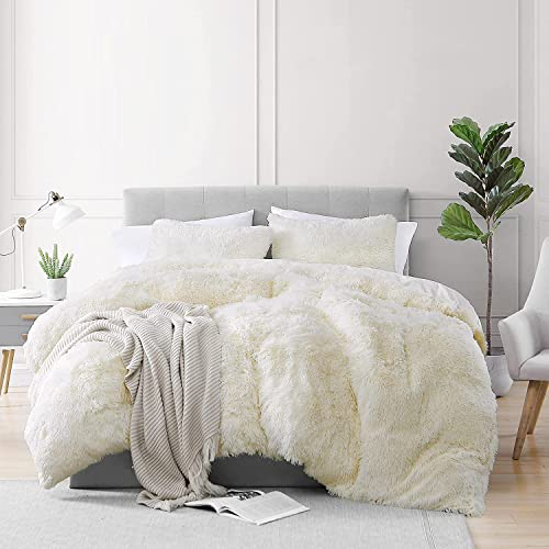 CoutureBridal Plüsch Bettwäsche Set 200x200cm Weiß Warme Winter Langhaar Flauschig Flanell Doppelbett Bettbezug Deckenbezug mit Reißverschluss und 2 Kissenbezug 80x80cm