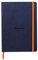 Rhodia 117444C - Notizheft Softcover Rhodiarama DIN A5 (14,8x21 cm), 80 Blatt, liniert Clairefontaine Papier Elfenbein 90g Lesezeichen, Gummizugverschluss, Cover aus Kunstleder Nachtsblau, 1 Stück