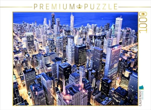 CALVENDO Puzzle Chicagos Häuserschluchten aus der Luft | 1000 Teile Lege-Größe 64 x 48 cm Foto-Puzzle für glückliche Stunden