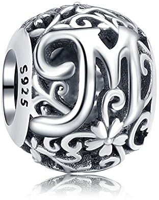 Annmors Charms et Breloques Femme Lettre M en Argent 925 pour Bracelet