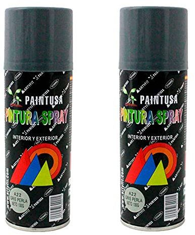 Montoro - Pack de 2 Botes de Pintura en Spray Gris Perla A22, 200 ml, válido para Multitud de Superficies de Interior y Exterior