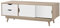 Timber Art Design UK Alford TV Media Cabinet Unit with Sliding Doors and 2 Drawers Media Devices Storage Modern Furniture for Livingroom in Sonoma Oak Wood Effect & White, W120cm x H45cm x D45cm