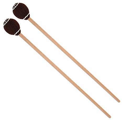 Eujgoov Marimba Schlägel, Holzschlägel Marimba Percussion Schlägel Wolle Kugelkopf Schlägel mit Ahorngriff 1 Paar(Brauner Kopf)