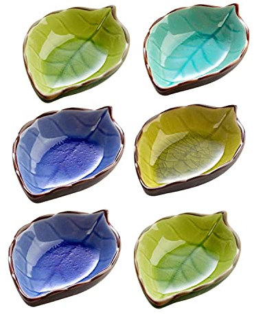 Sonwaha Cuencos de Cerámica 6 PCS Cuencos de Aperitivos Pequeño Vinagre Tazón Salsa Cuencos para Salsa de Soja Condimentos Guarniciones