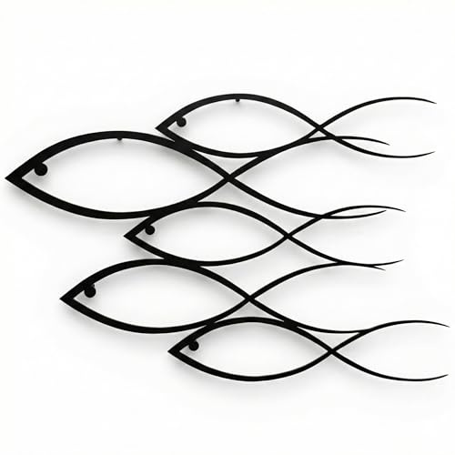 DEKADRON Metall-Wanddekoration, Fisch-Dekor, Wohnzimmer-Dekor, Wandschild, Metall-Wandkunst, Innendekoration, Innen- und Außenbereich (100 x 66 cm)