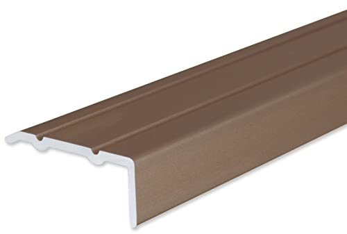 PROVISTON | Winkelprofil | Aluminium eloxiert | Bronze Hell | Breite 24.5 mm | Höhe 10 mm | Länge 1000 mm | Selbstklebend | Treppenkantenprofil | Treppenwinkel | Treppenkante | Kombiwinkel | 1 Stück