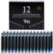 Wordsworth & Black 12 Pack Fountain Pen Ink Refills - Set of 6 Black - 6 Blue Ink Cartridges - International Standard Size - Length APPR 2.3 - Base Diameter APPR 0.24 - Disposable and Generic